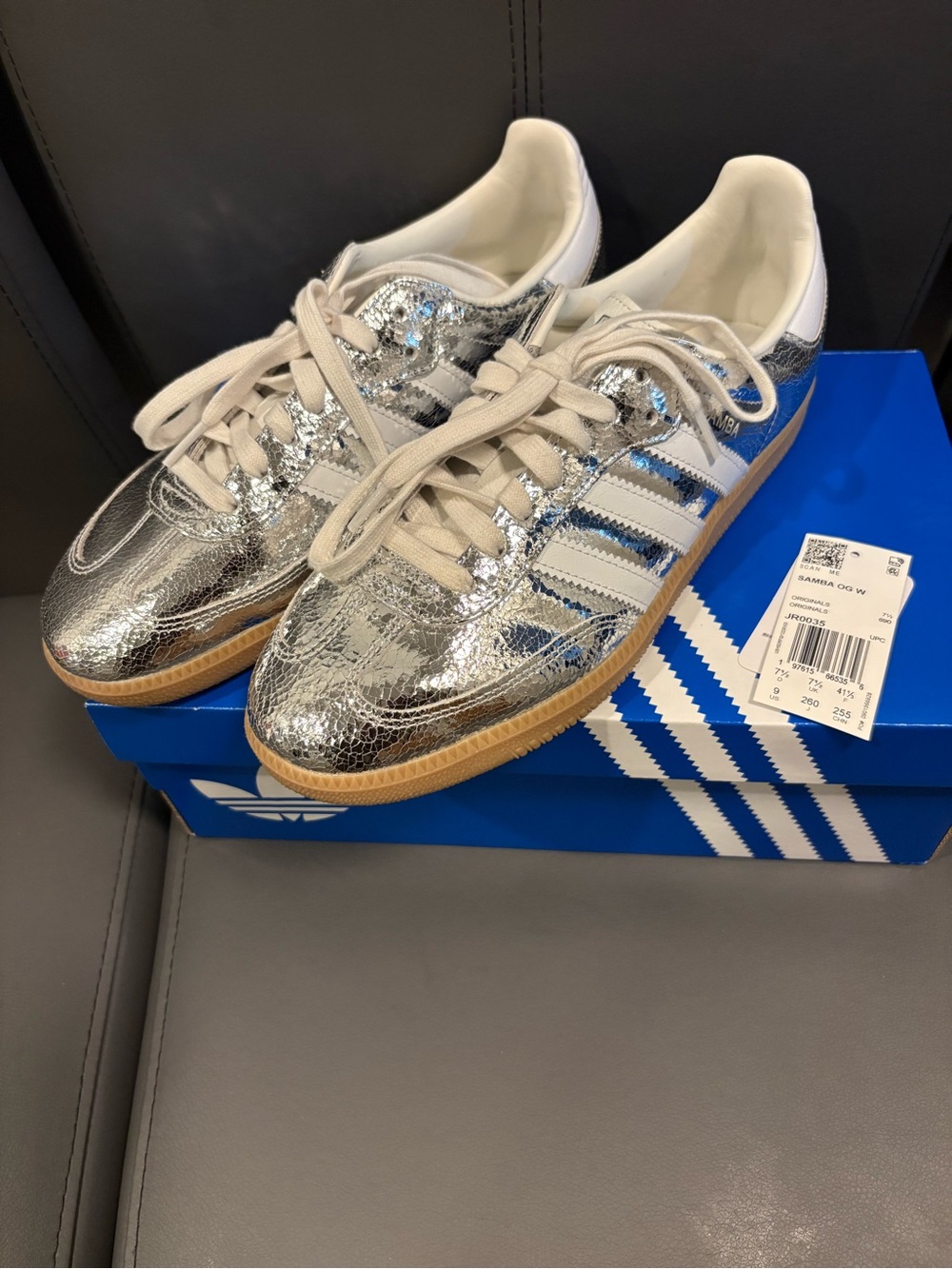 adidas Samba OG W White with Silver Snakeskin Accent